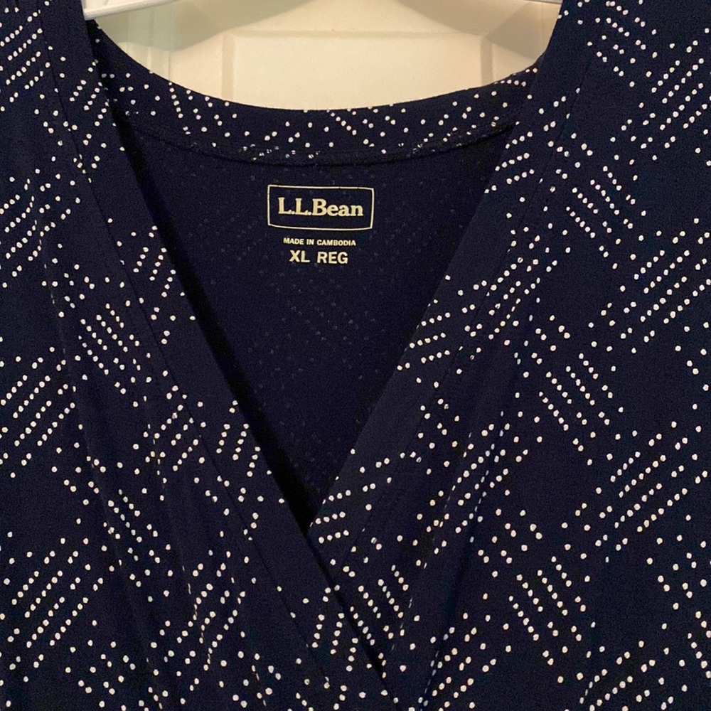 L.L. Bean Navy and White Midi Dress - Picture 3 of 4